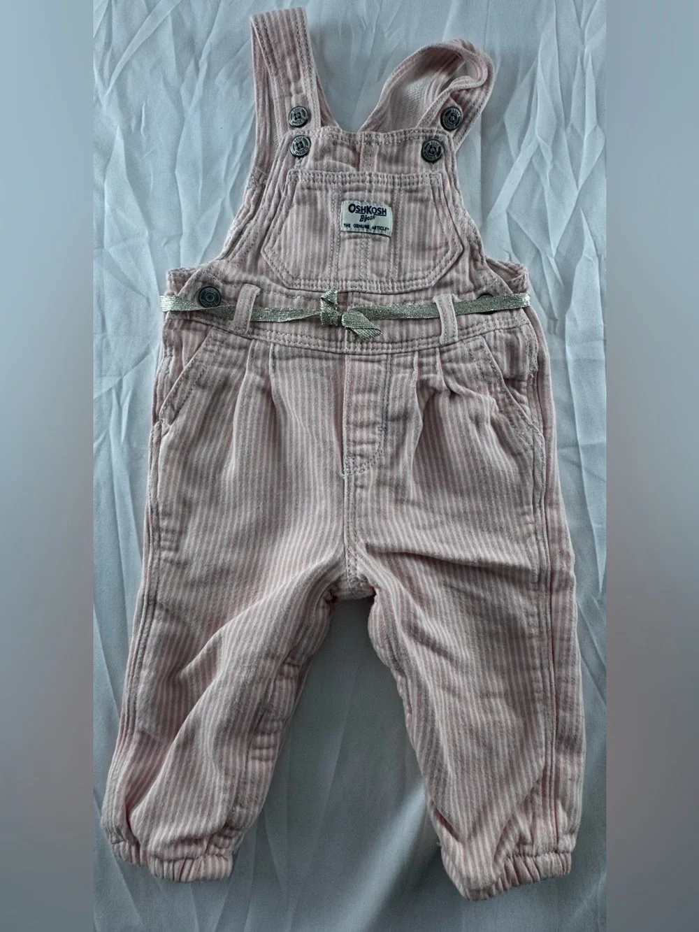 OshKosh B'gosh Pale Pink Corduroy Overalls with Belt